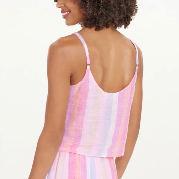 NWT👕 Splendid Sunset Hibiscus Stripe Linen Blend Tank Top SZ-XS - Picture 2 of 12